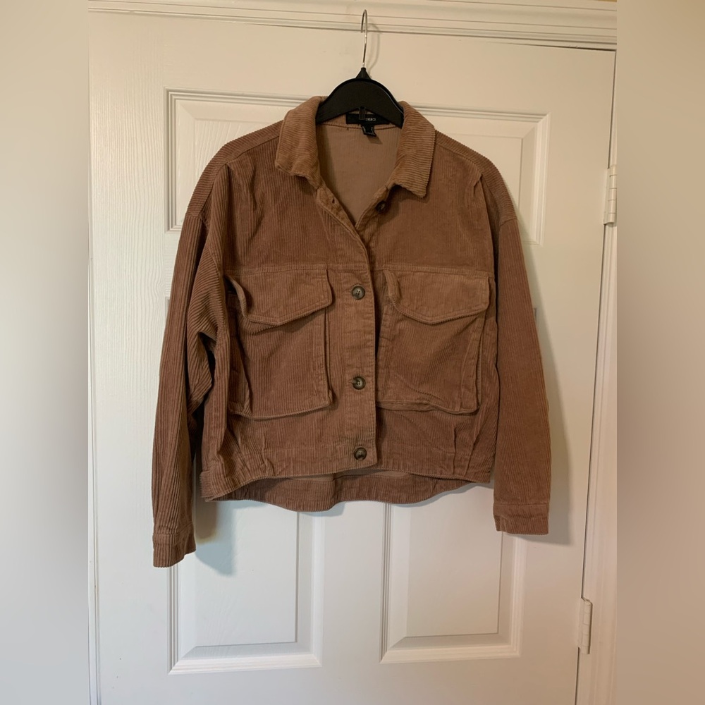Forever 21 Brown Corduroy Button Up Jacket Size‎ Small Y2K Casual Cosy